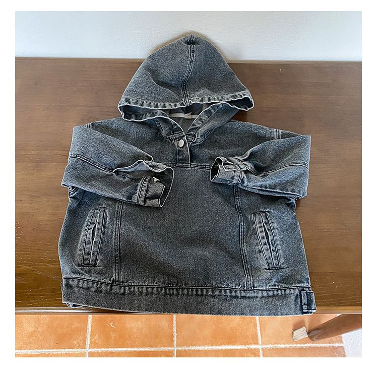 Children's denim jacket, men's clothing pullover, girls' hoodie, new spring and autumn style loose baby top