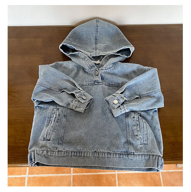 Children's denim jacket, men's clothing pullover, girls' hoodie, new spring and autumn style loose baby top