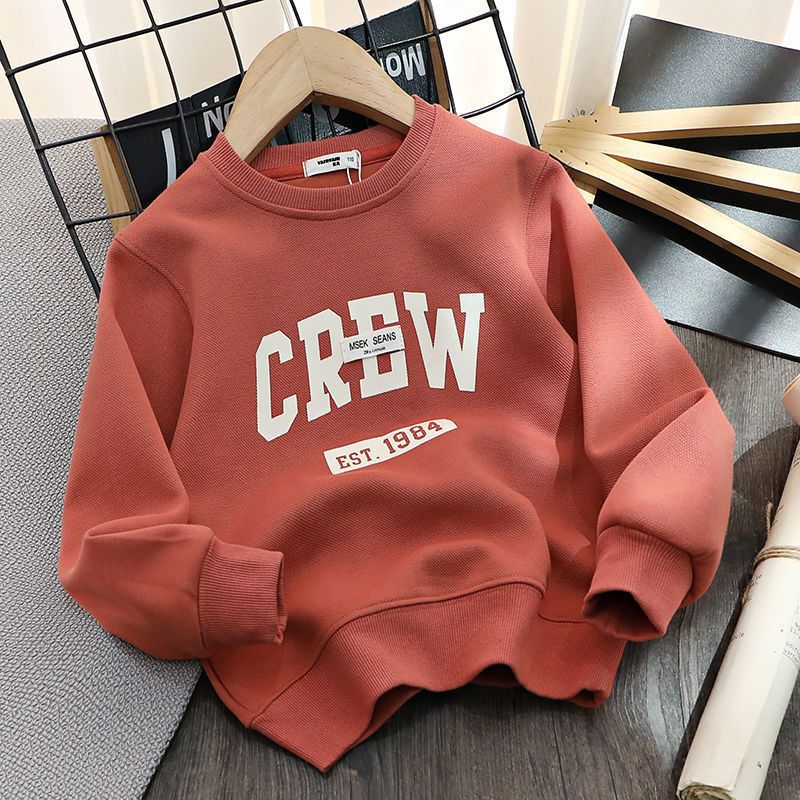 Autumn New Casual Girls' Crewneck Sweatshirt - Cotton Letter Print Pullover for Kids - Stylish and Versatile Long-Sleeve Top