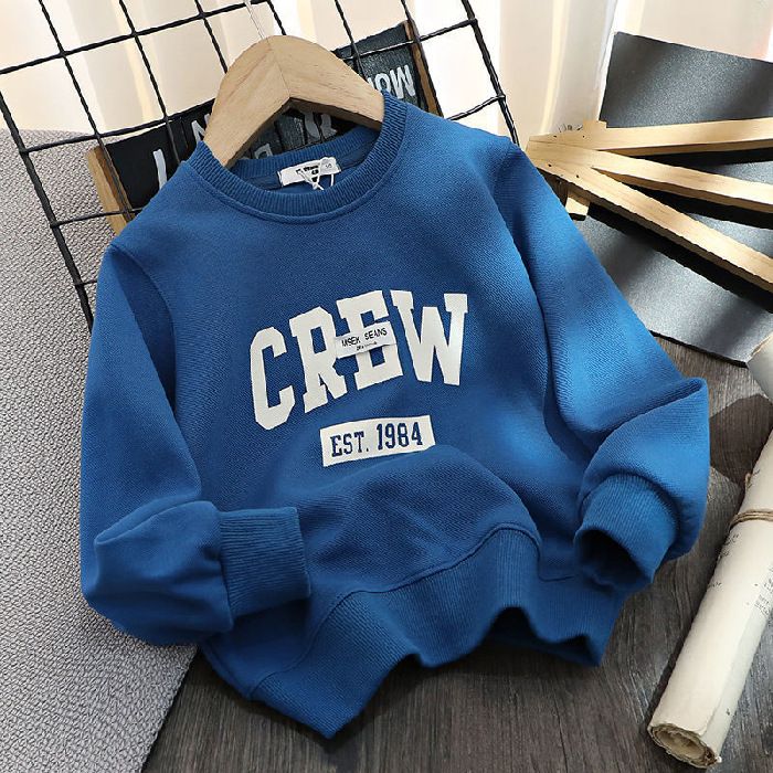 Autumn New Casual Girls' Crewneck Sweatshirt - Cotton Letter Print Pullover for Kids - Stylish and Versatile Long-Sleeve Top