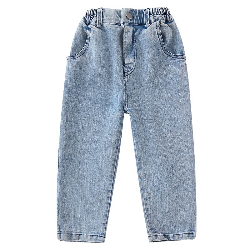 Children's soft jeans, boys and girls' elastic small leg denim pants, new spring and autumn collection, cigarette tube pants