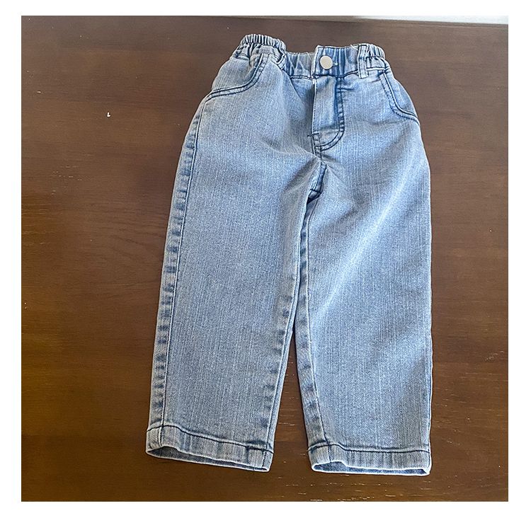 Children's soft jeans, boys and girls' elastic small leg denim pants, new spring and autumn collection, cigarette tube pants