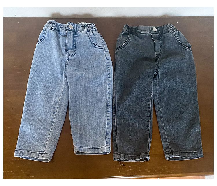 Children's soft jeans, boys and girls' elastic small leg denim pants, new spring and autumn collection, cigarette tube pants