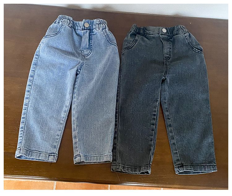 Children's soft jeans, boys and girls' elastic small leg denim pants, new spring and autumn collection, cigarette tube pants