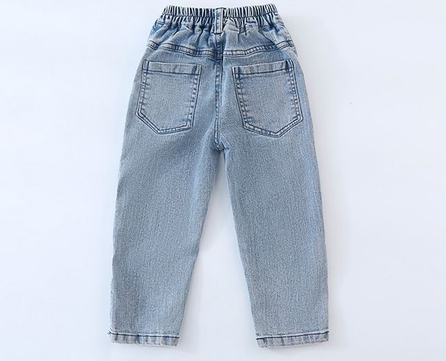 Children's soft jeans, boys and girls' elastic small leg denim pants, new spring and autumn collection, cigarette tube pants