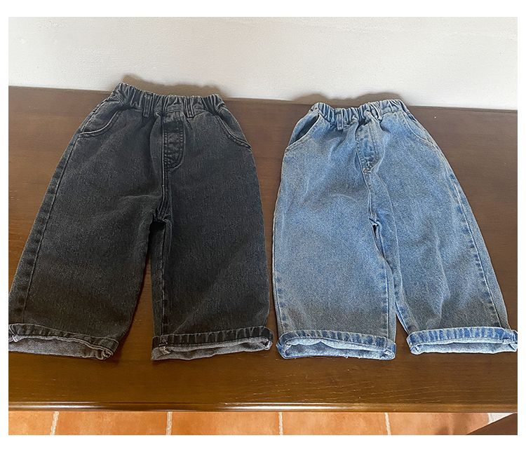 Children's jeans, children's wide leg pants, boys' casual spring clothes 2024 new spring and autumn baby loose pants