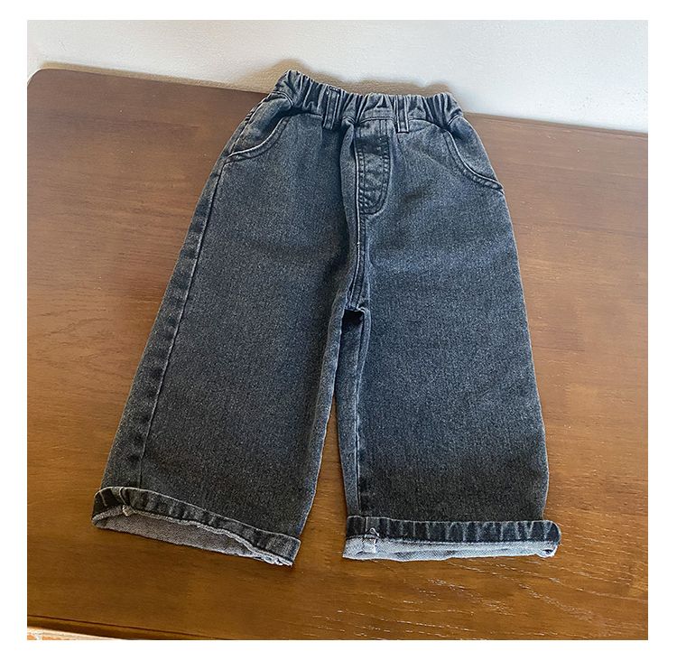 Children's jeans, children's wide leg pants, boys' casual spring clothes 2024 new spring and autumn baby loose pants