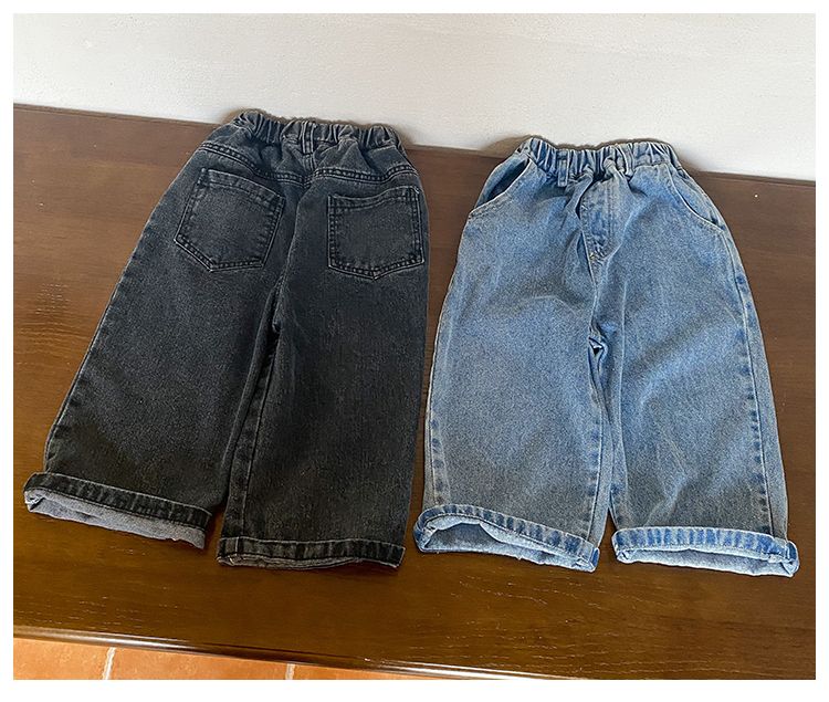 Children's jeans, children's wide leg pants, boys' casual spring clothes 2024 new spring and autumn baby loose pants