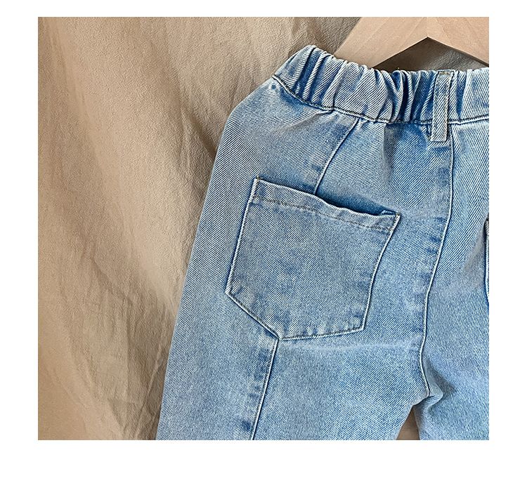 Children's soft jeans, stylish men's and women's casual pants, 2024 new spring and autumn clothing, baby straight leg pants