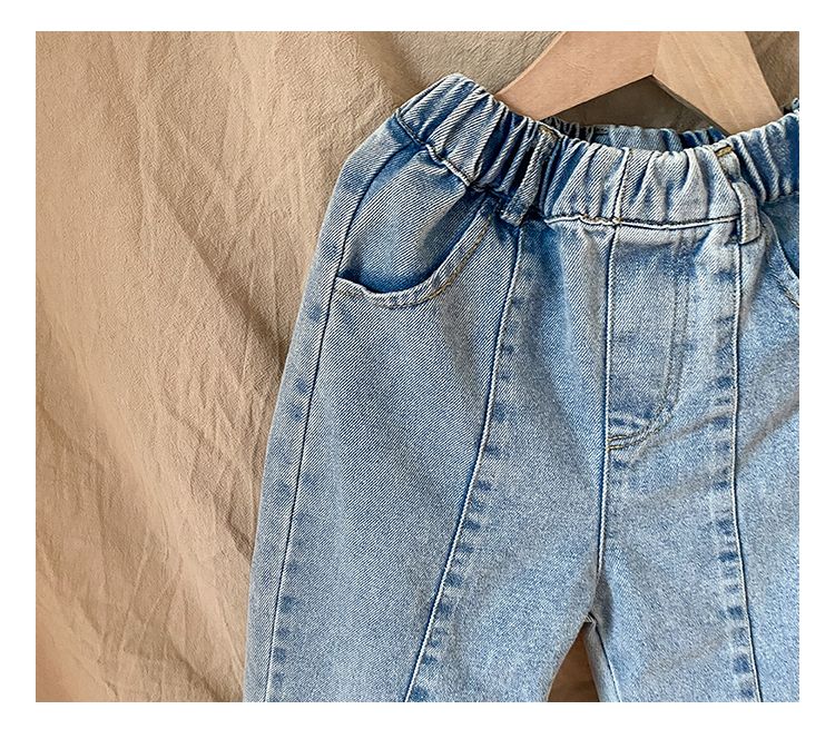 Children's soft jeans, stylish men's and women's casual pants, 2024 new spring and autumn clothing, baby straight leg pants