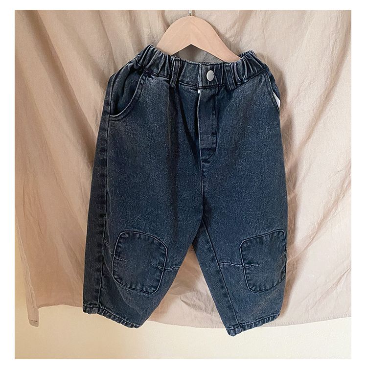 Children's jeans, boys' spring clothes, girls' casual pants, 2024 new spring and autumn loose baby patch pants