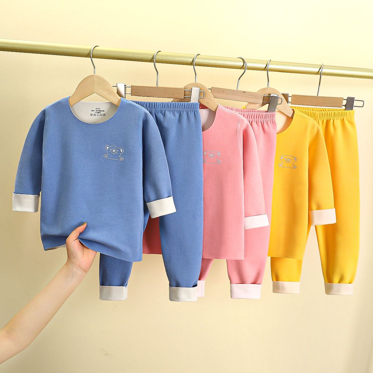 Wholesale price children Solid color loungewear long sleeve Sleepwear kids cartoon housew boys and girls underwear winter pajama