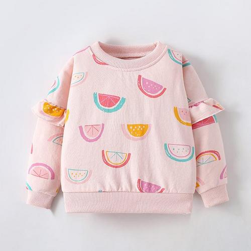 Spring New Girls' Fruit Print Sweatshirt -Kids Soft Cotton Long-Sleeve Pullover for girl - Casual and Colorful Toddler Top