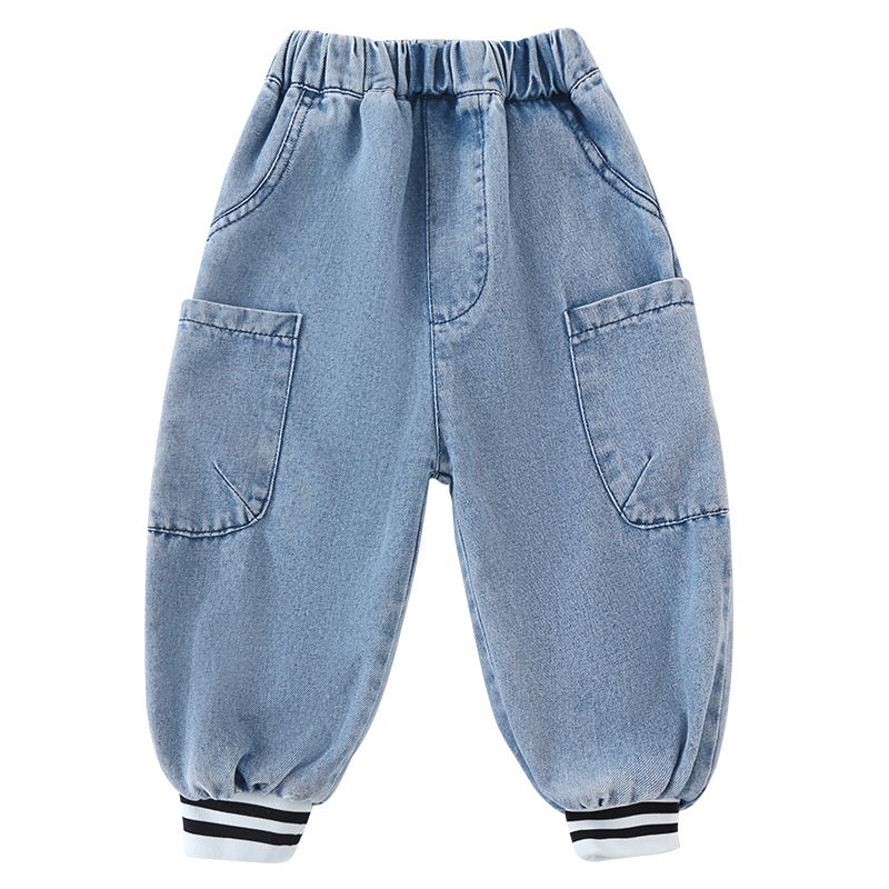 Children's jeans, male child labor pants, 2024 new spring and autumn clothing for girls, loose baby casual pants