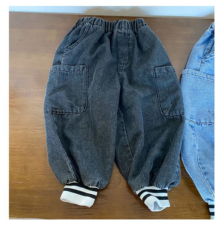 Children's jeans, male child labor pants, 2024 new spring and autumn clothing for girls, loose baby casual pants