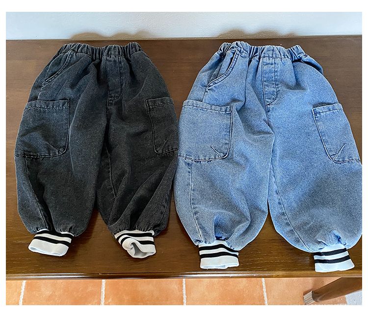 Children's jeans, male child labor pants, 2024 new spring and autumn clothing for girls, loose baby casual pants