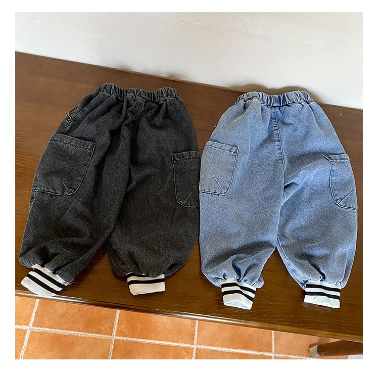 Children's jeans, male child labor pants, 2024 new spring and autumn clothing for girls, loose baby casual pants