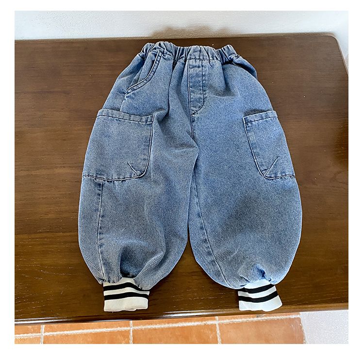 Children's jeans, male child labor pants, 2024 new spring and autumn clothing for girls, loose baby casual pants