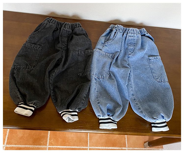 Children's jeans, male child labor pants, 2024 new spring and autumn clothing for girls, loose baby casual pants