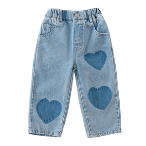 Children's soft jeans, caring men's and women's casual pants, 2024 new spring and autumn clothing, baby straight leg pants