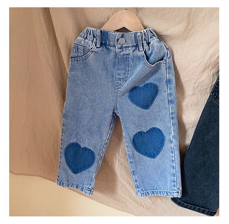 Children's soft jeans, caring men's and women's casual pants, 2024 new spring and autumn clothing, baby straight leg pants