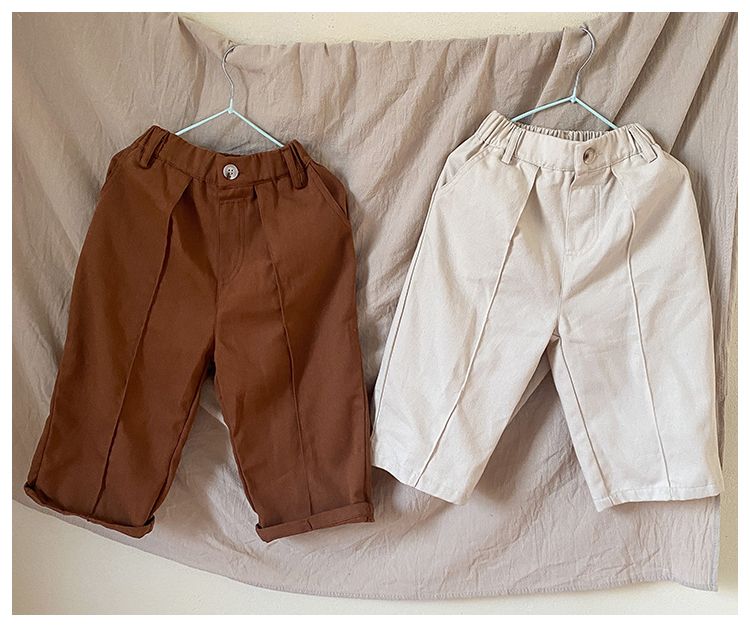 Children's pants made of pure cotton for boys in spring and autumn, loose straight leg pants for girls in spring and autumn