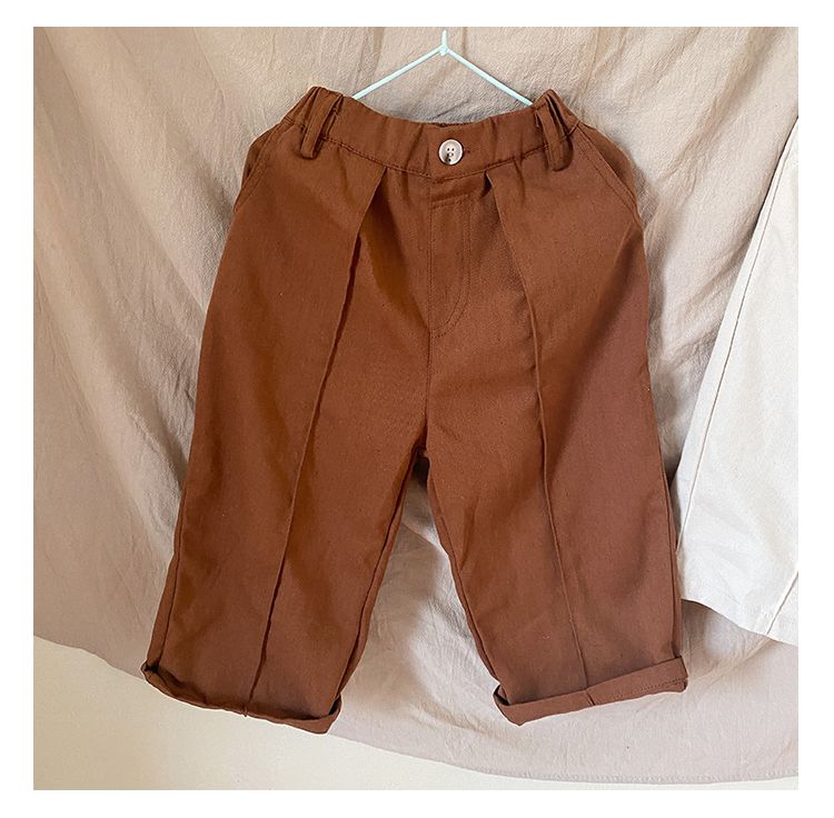 Children's pants made of pure cotton for boys in spring and autumn, loose straight leg pants for girls in spring and autumn