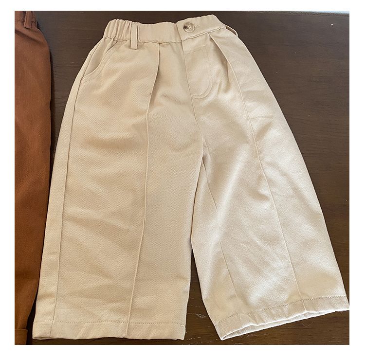 Children's pants made of pure cotton for boys in spring and autumn, loose straight leg pants for girls in spring and autumn