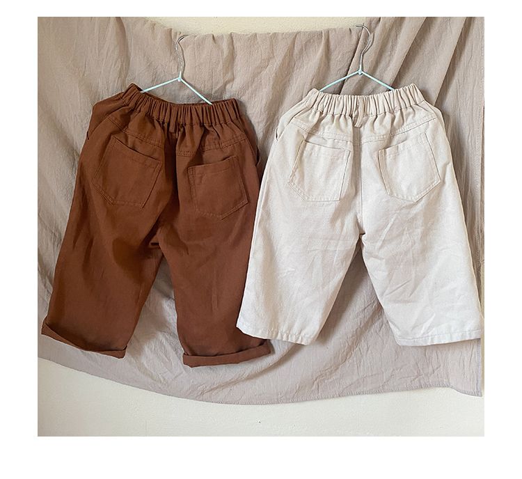 Children's pants made of pure cotton for boys in spring and autumn, loose straight leg pants for girls in spring and autumn