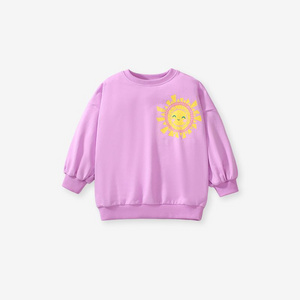 Autumn Kids' Unisex Sweatshirt with Happy Sun Print Soft Fleece Pullover for Boys and Girls