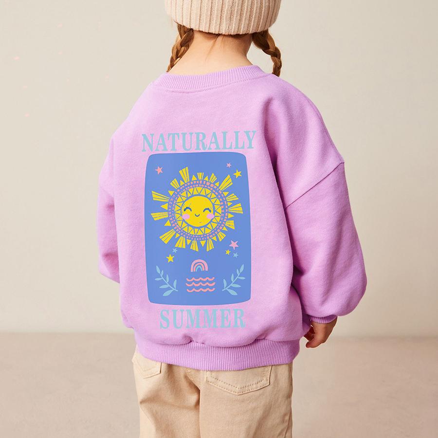 Autumn Kids' Unisex Sweatshirt with Happy Sun Print Soft Fleece Pullover for Boys and Girls