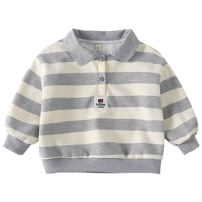 Children's hoodie, boys' autumn clothing 2024 new style, spring and autumn girls' striped long sleeved polo shirt, loose top