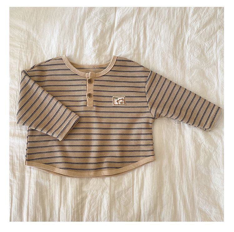 Children's hoodie, boys' autumn clothes, girls' long sleeved striped T-shirt, 2024 new spring and autumn baby loose clothes