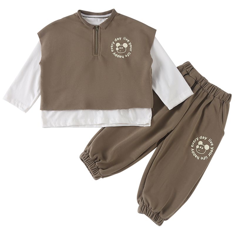 Children's autumn sports suit for girls 2024 new spring and autumn baby boy T-shirt sweatshirt and pants three piece set