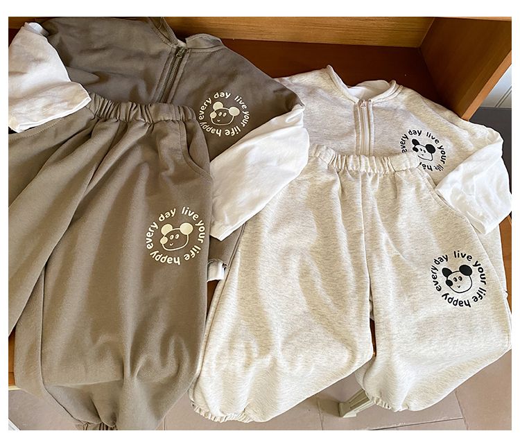 Children's autumn sports suit for girls 2024 new spring and autumn baby boy T-shirt sweatshirt and pants three piece set