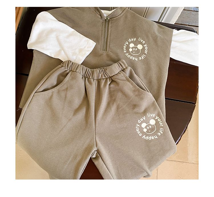 Children's autumn sports suit for girls 2024 new spring and autumn baby boy T-shirt sweatshirt and pants three piece set