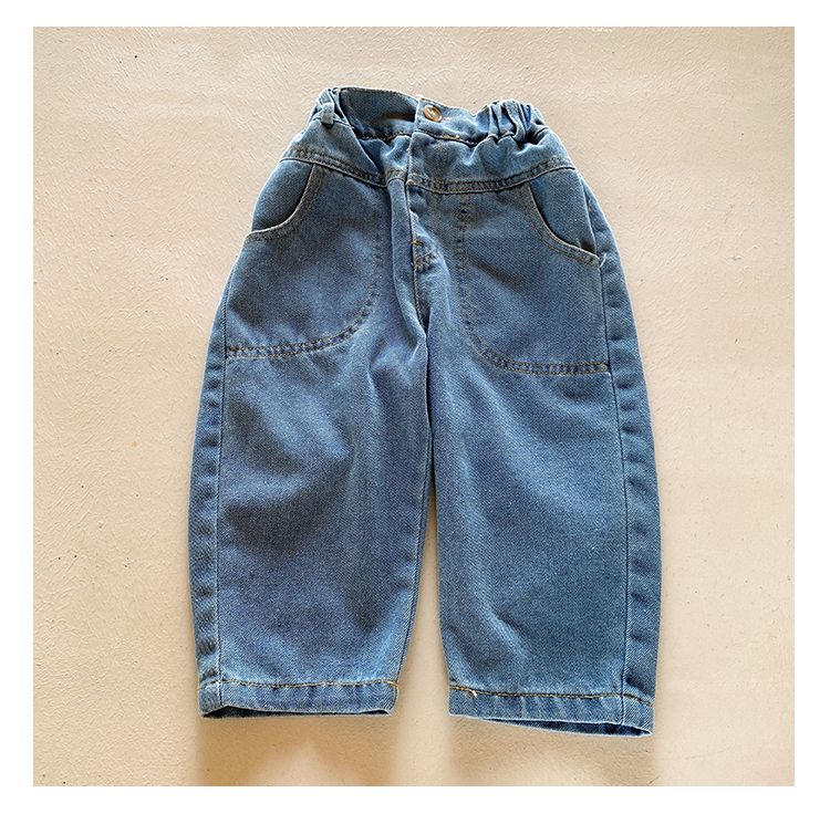 Children's soft jeans Korean version loose boys' casual pants 2024 new spring and autumn women's clothing pants