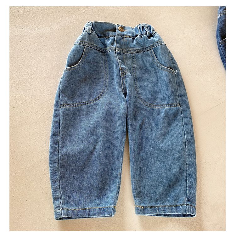 Children's soft jeans Korean version loose boys' casual pants 2024 new spring and autumn women's clothing pants