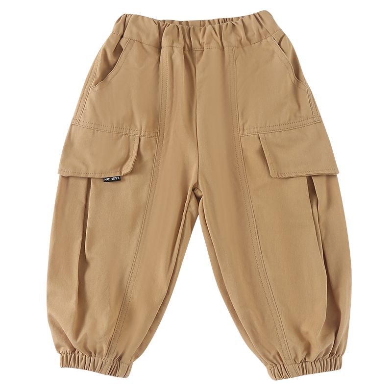 Children's workwear pants made of pure cotton, boys' autumn clothes, loose girls' casual pants, spring and autumn pants