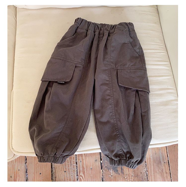 Children's workwear pants made of pure cotton, boys' autumn clothes, loose girls' casual pants, spring and autumn pants