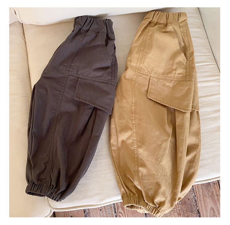 Children's workwear pants made of pure cotton, boys' autumn clothes, loose girls' casual pants, spring and autumn pants