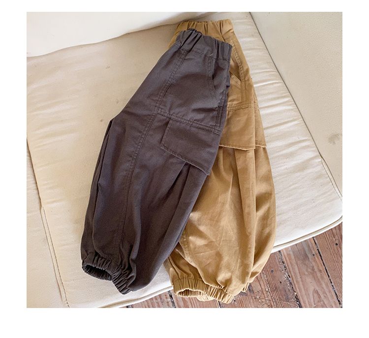 Children's workwear pants made of pure cotton, boys' autumn clothes, loose girls' casual pants, spring and autumn pants