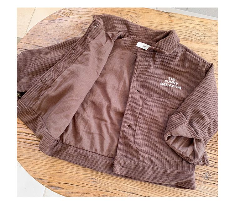 Children's Corduroy Jacket for Boys' Autumn 2024 New Style Spring and Autumn Western Korean Edition Girls' Jacket Baby Top