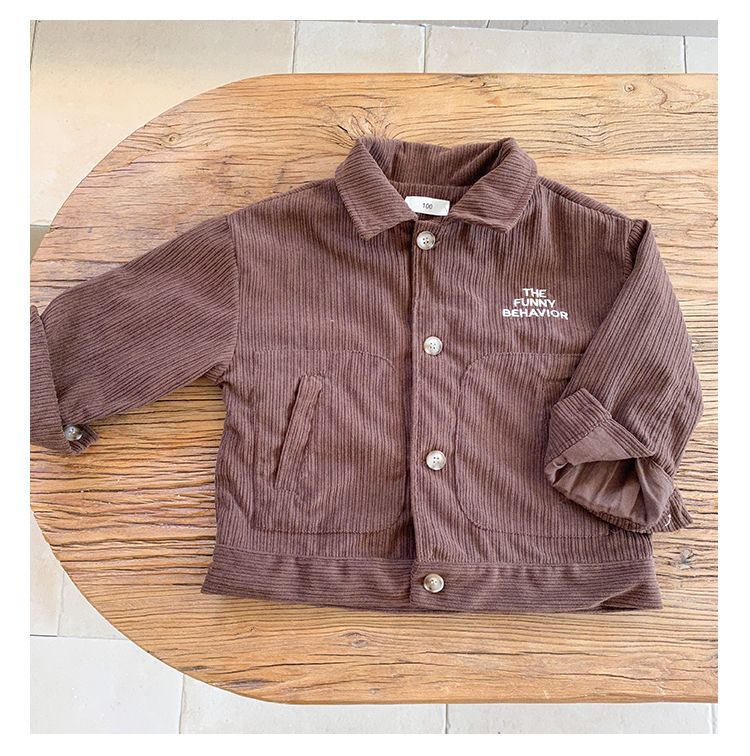 Children's Corduroy Jacket for Boys' Autumn 2024 New Style Spring and Autumn Western Korean Edition Girls' Jacket Baby Top