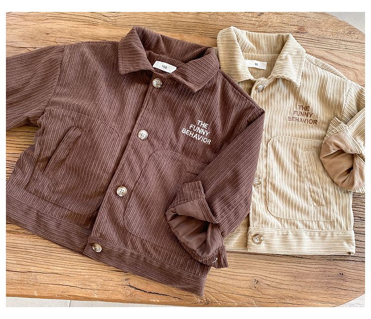 Children's Corduroy Jacket for Boys' Autumn 2024 New Style Spring and Autumn Western Korean Edition Girls' Jacket Baby Top