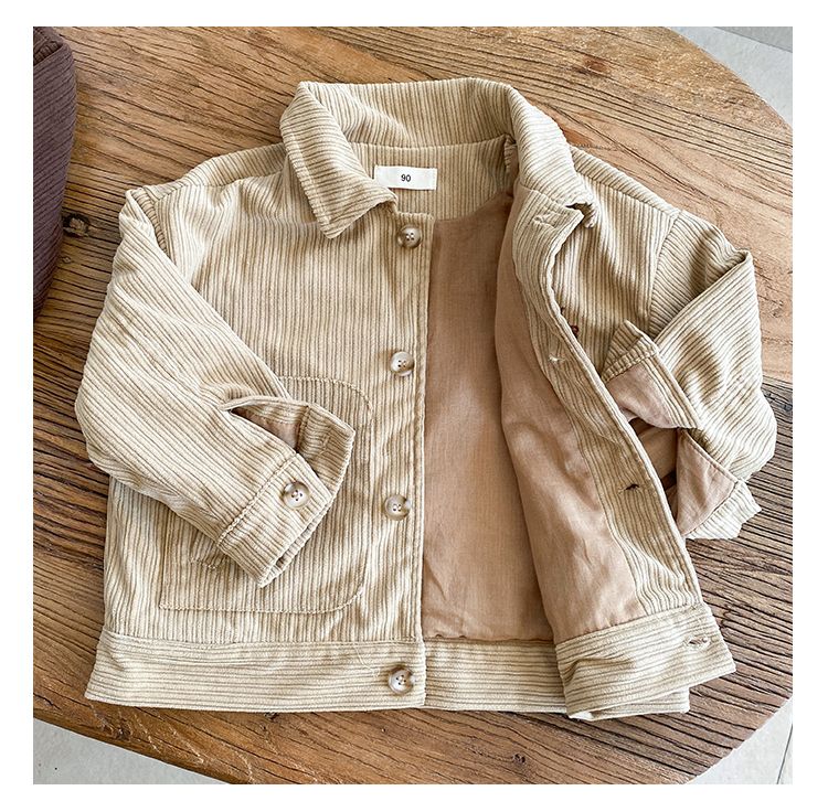 Children's Corduroy Jacket for Boys' Autumn 2024 New Style Spring and Autumn Western Korean Edition Girls' Jacket Baby Top