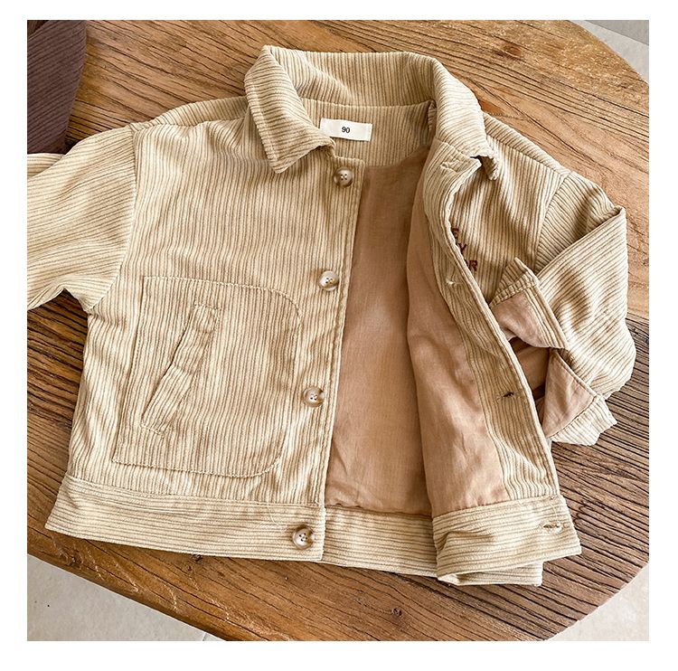 Children's Corduroy Jacket for Boys' Autumn 2024 New Style Spring and Autumn Western Korean Edition Girls' Jacket Baby Top