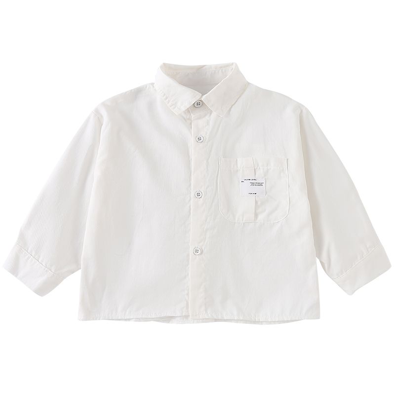 Children's long sleeved shirt white boys' pure cotton new spring and autumn clothing girls' shirt jacket