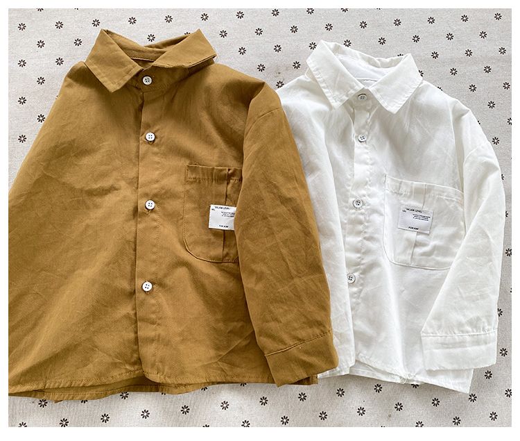 Children's long sleeved shirt white boys' pure cotton new spring and autumn clothing girls' shirt jacket