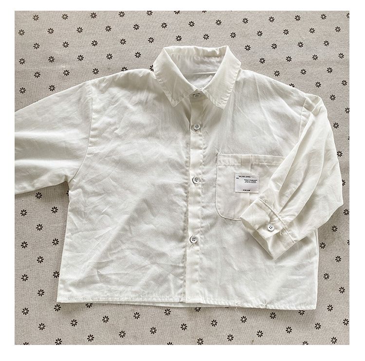 Children's long sleeved shirt white boys' pure cotton new spring and autumn clothing girls' shirt jacket